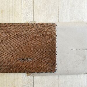 Bottega Veneta Brown Python Snake Leather Pocket Mirror